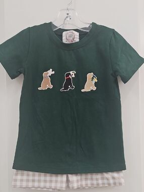 Boys Embroidered Puppy Short Set
